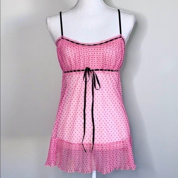 Victoria’s Secret Pleated Polka Dot Y2K Babydoll - Picture 1 of 4